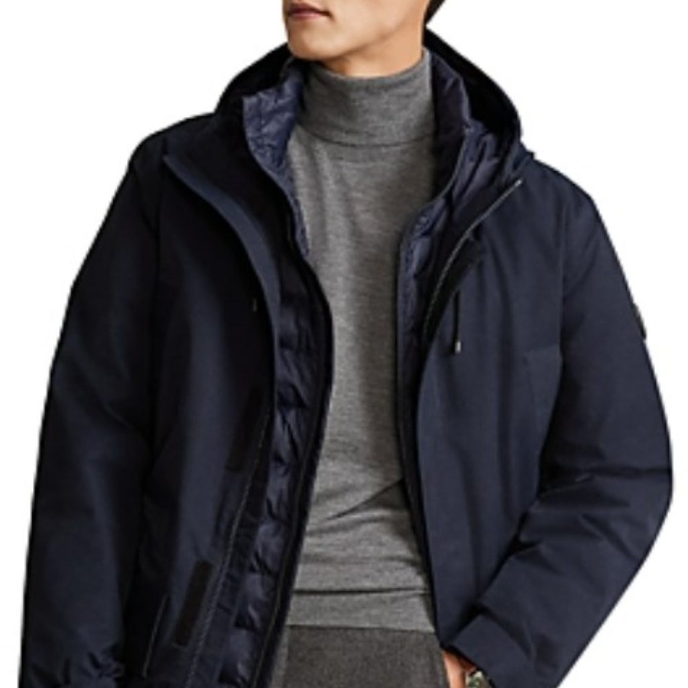 Polo Ralph Lauren - Cotton Blend Twill Quilted Liner Hooded Coat, Blue, Large